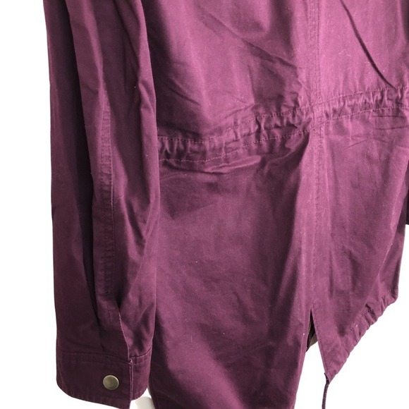 Forever 21 Burgundy Utility Jacket Drawstring Waist Zip Front Women - Picture 13 of 15